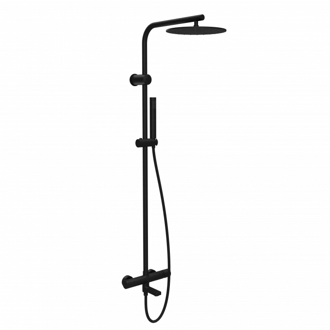 Baterija i usponski tuš sa izlivom COPEN NOOK mat crna okrugli set C-01-110MB