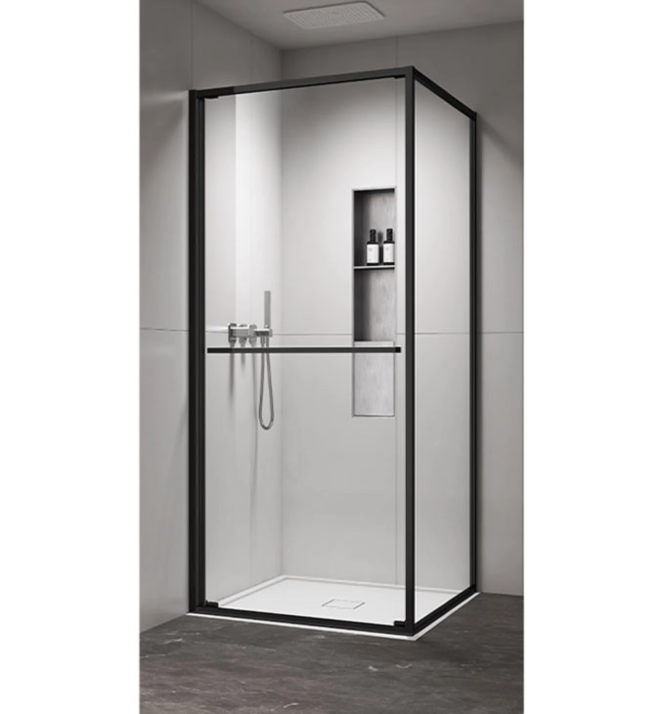 Tuš kabina kvadratna 90x90x200 6mm staklo providno. matt black COPEN ATLAS PRO 1V C-02-B43K9001V