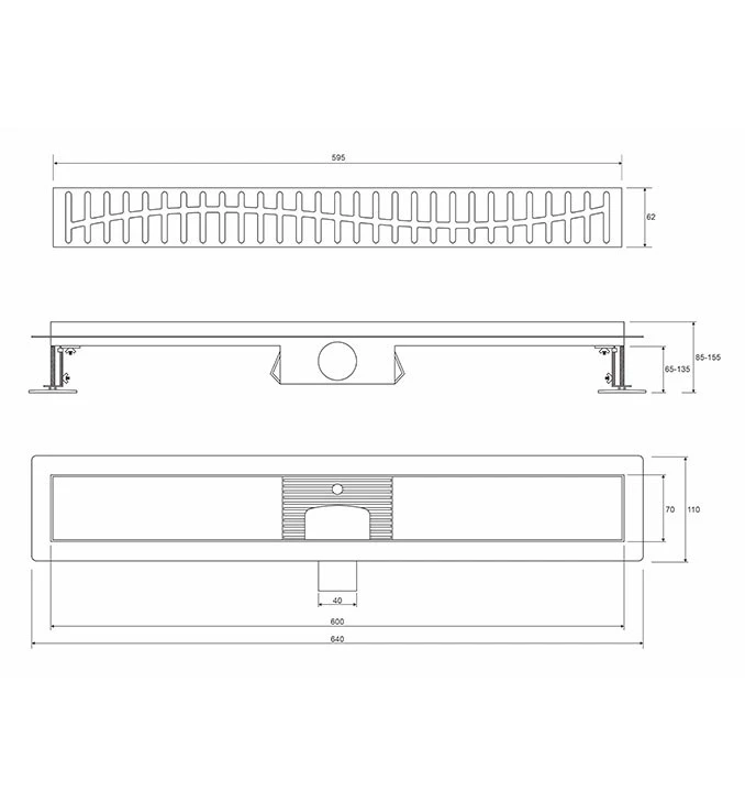 Tuš kanalica 60cm PROFIL M WAVE gold PMW-600BG