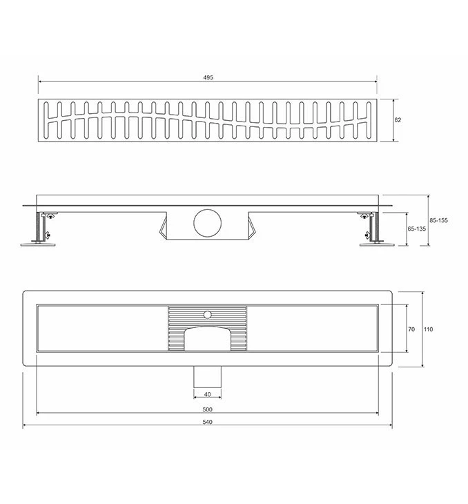 Tuš kanalica 60cm PROFIL M WAVE teflon black PMW-600MB
