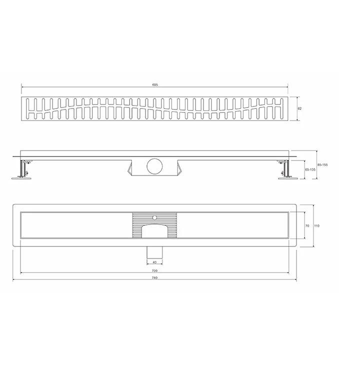 Tuš kanalica 70cm PROFIL M WAVE brushed PMW-700CR