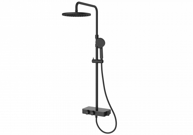Baterija termostatska COPEN CoolTouch P sa usponskim tušem mat crna C-01-504MB