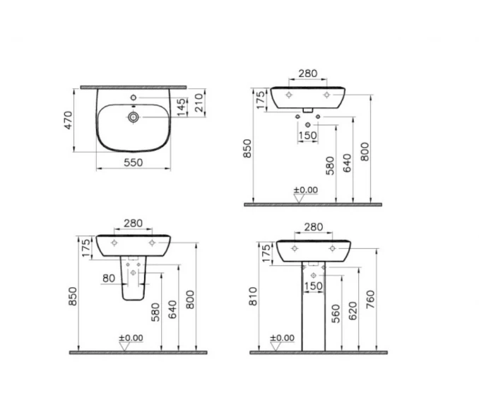 Lavabo VITRA ZENTRUM 55x47cm