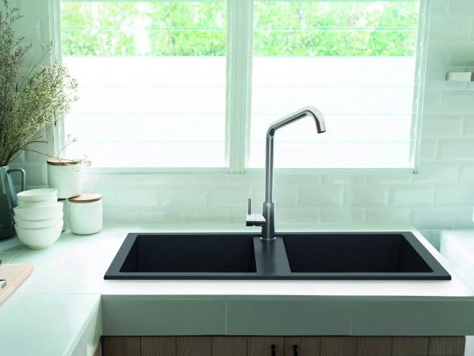 Granitna sudopera MILO METRO 76x44 Lava stone sa sifonom dupla MET.L.2KBO