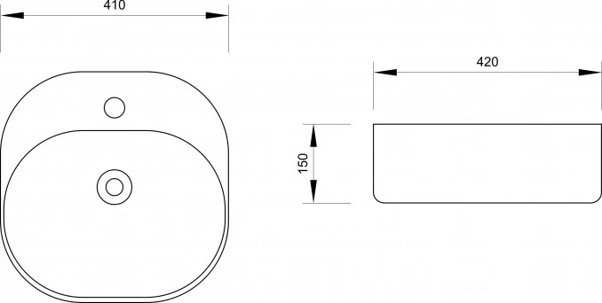 Lavabo nadgradni Minotti 7019 410x420x150 sa otvorom za slavinu
