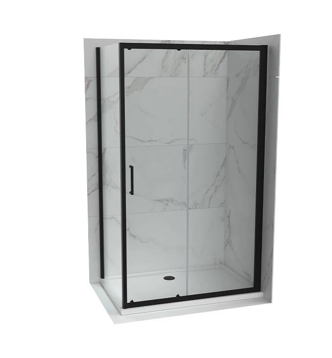 Tuš paravan 120x195 6mm ATLAS PRO mat crni. providno staklo C-02-B431200