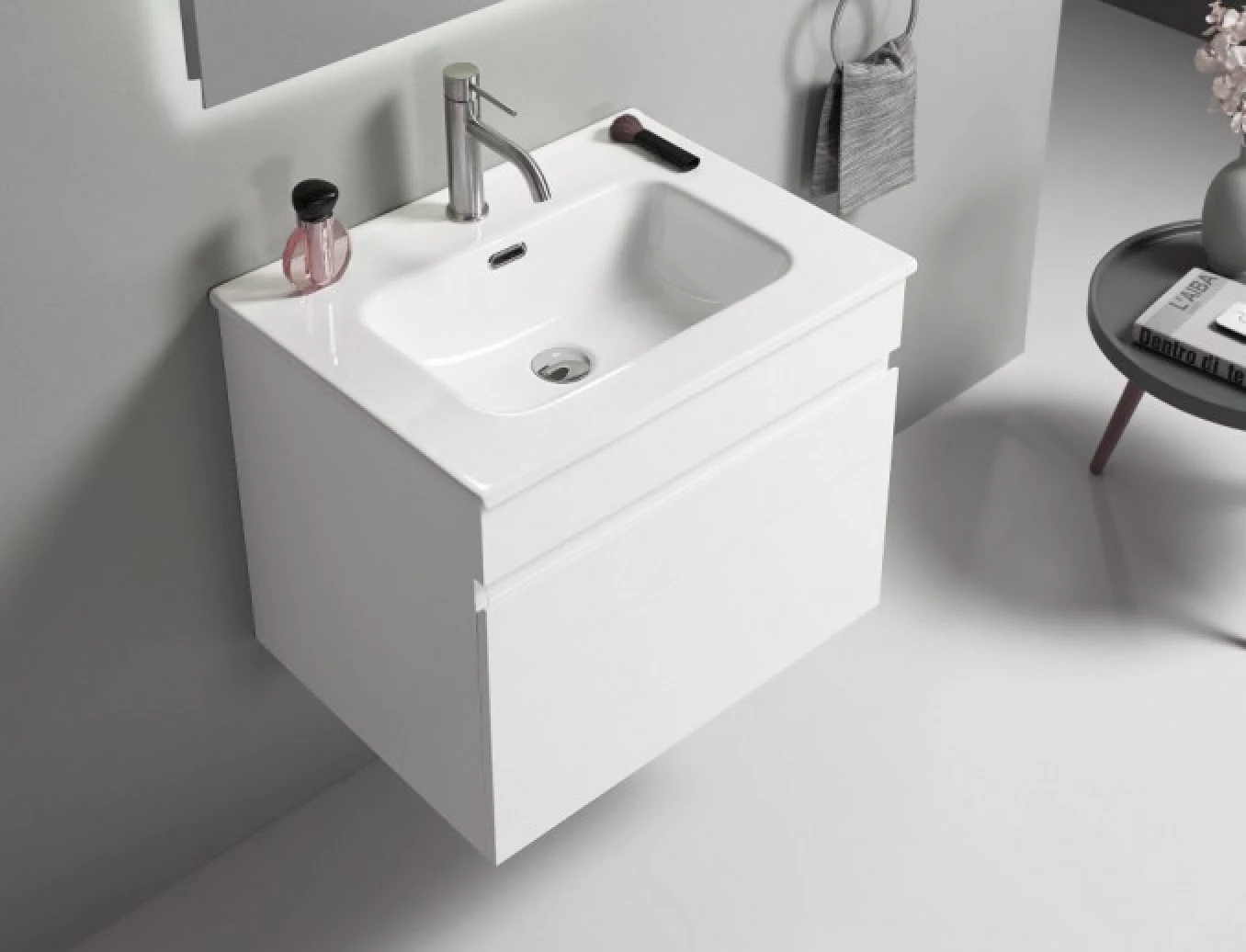 Toaletni ormaric UNILINE LUMA 60cm WHITE sa lavaboom 613x464x480 UL600SW