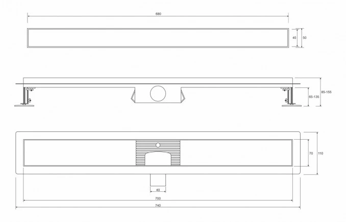 Tuš kanalica 70cm PROFIL M ROCK brushed PMR-700CR
