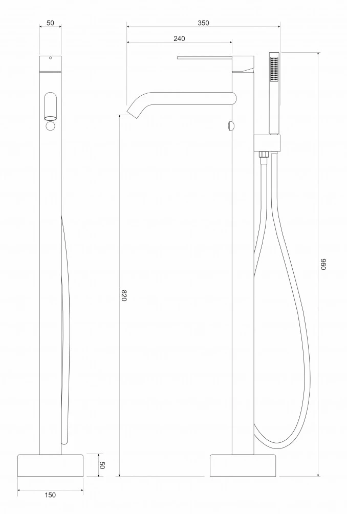 Baterija COPEN NUVIO za samostojecu kadu mat crna C-01-900MB