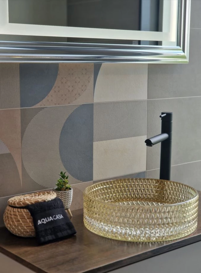 Lavabo nadgradni COPEN 400X125 stakleni zlatni C-15-004