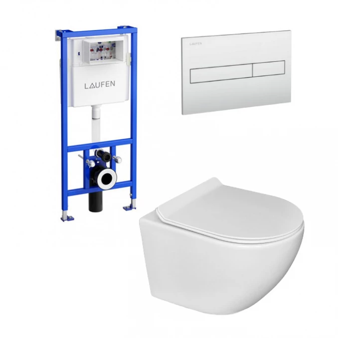 Vodokotlic ugradni LAUFEN hrom set sa wc šoljom OPTIMO i wc daskom SET01