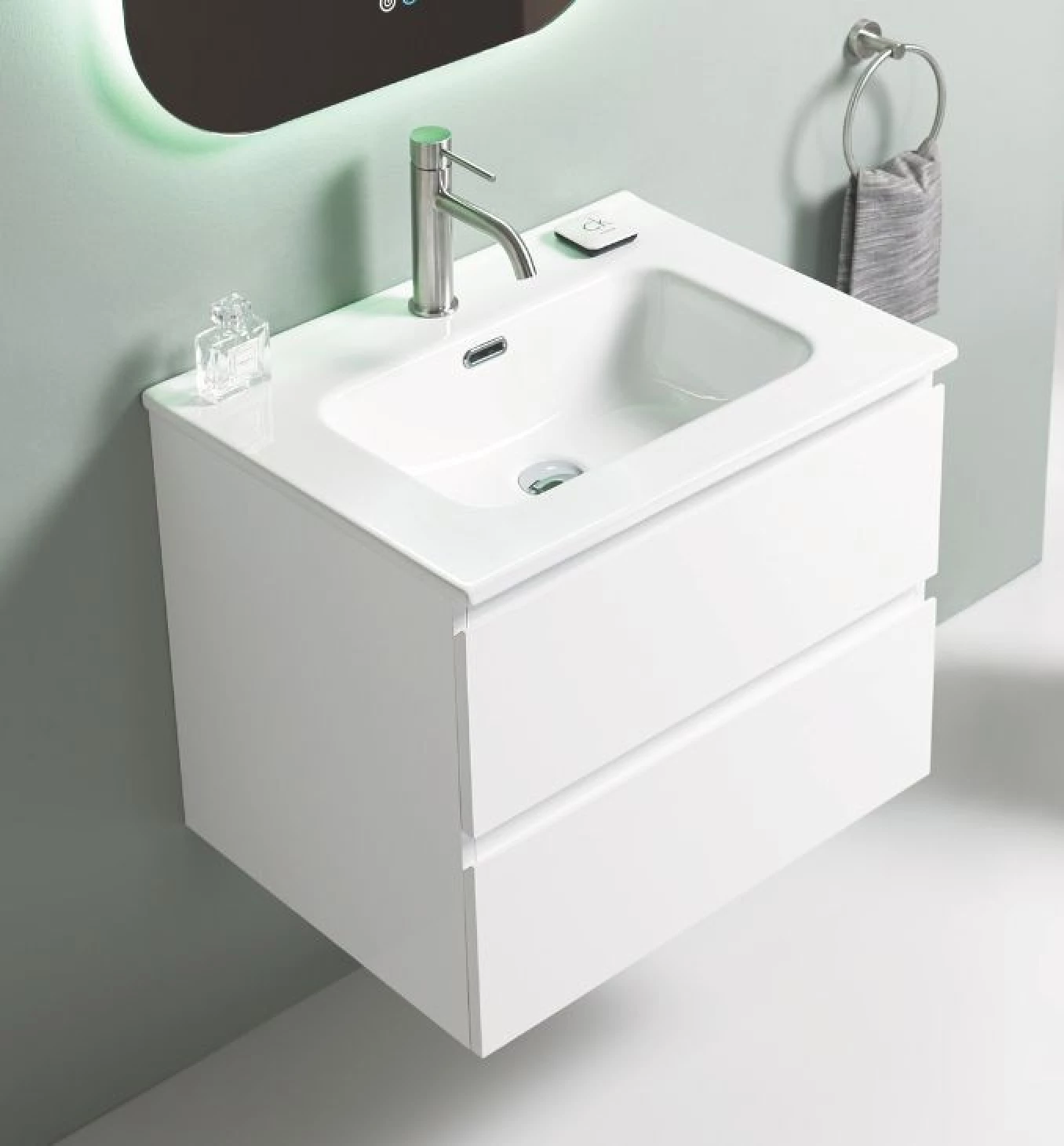 Toaletni ormaric UNILINE LUMA 80cm sa lavaboom 2 ladice soft close 813x464x480 UL800-2FSW