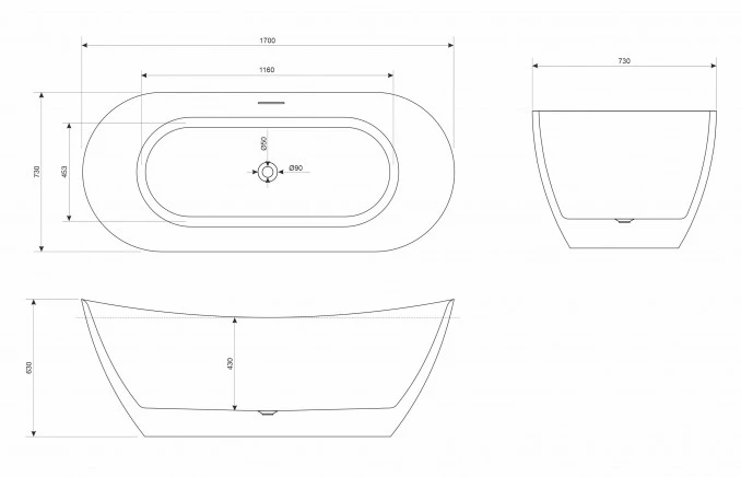 Kada samostojeca COPEN VIVIEN 1700x730x630mm sjajna bijela C-08-2005W