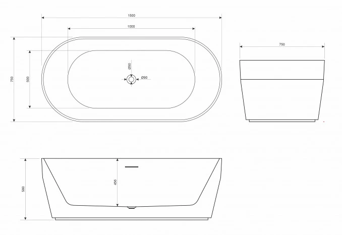 Kada samostojeca COPEN GINGER 1500x750x580mm mat bijela C-08-S1003MW