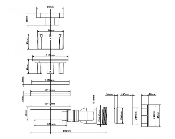 Sifon za tuš kadu COPON SLATE C-11-DRA