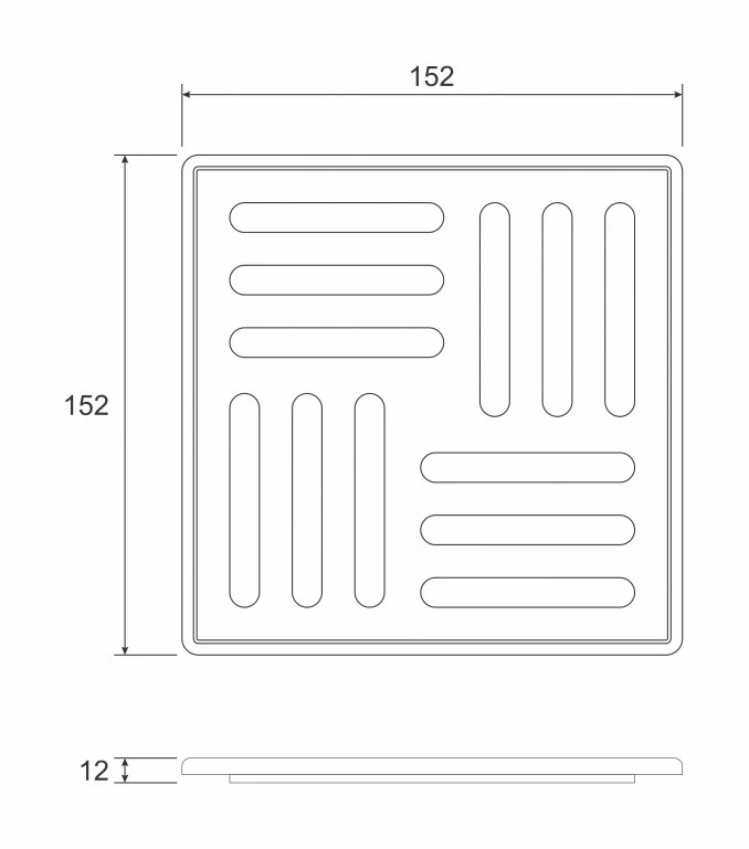 Podna rešetka PROFIL M 150x150 teflon black PMSQ-150MB