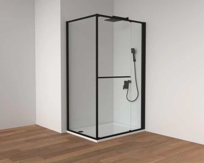 Tuš kabina kvadratna 100x80x200 6mm staklo providno. matt black COPEN ATLAS PRO 1V C-02-B43K10801V