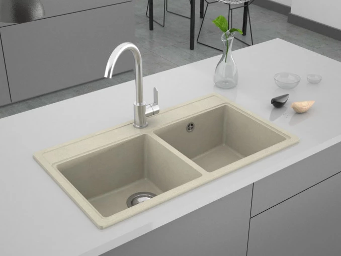 Granitna sudopera MILO METRO 76x44 Cappuccino sa sifonom dupla MET.33.2KBO