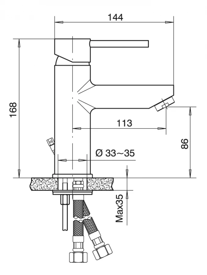 Baterija za lavabo MINOTTI TUBO 6112