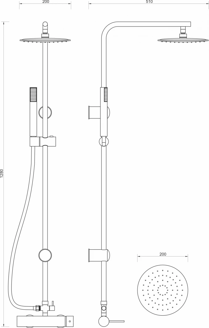 Baterija TUBO DARK ELEGANCE za usponski tuš 6113CB