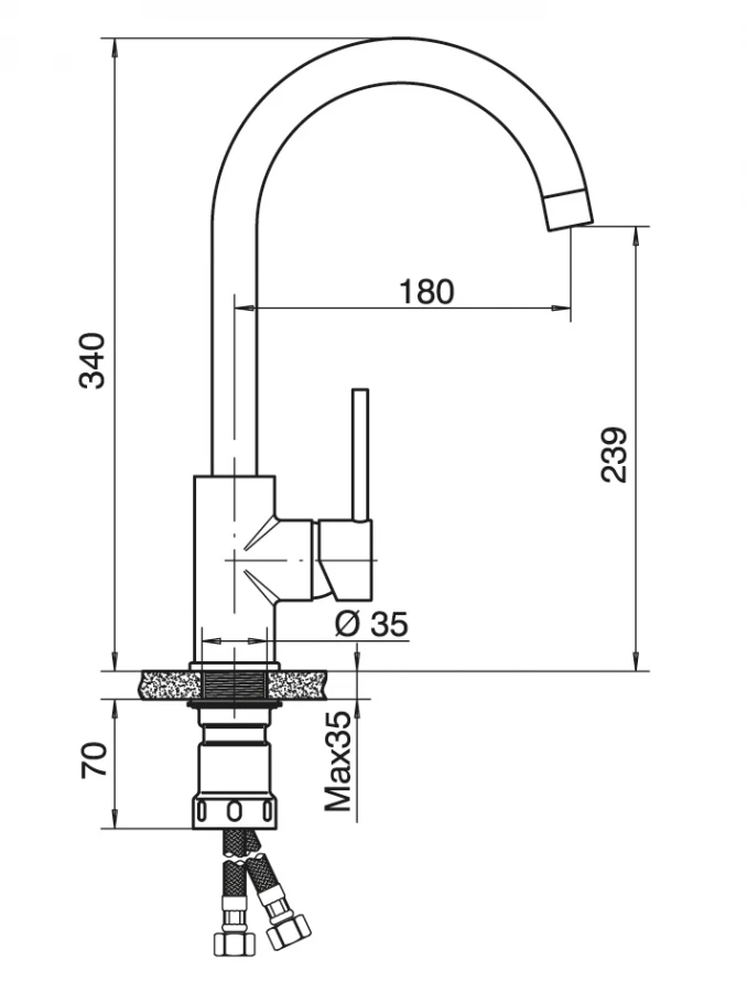 Baterija TUBO za sudoper labud 6118