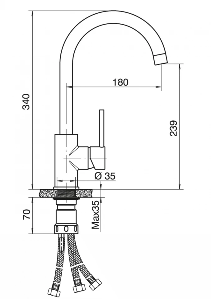 Baterija TUBO za sudoper labud 3 cijevi 6118-3