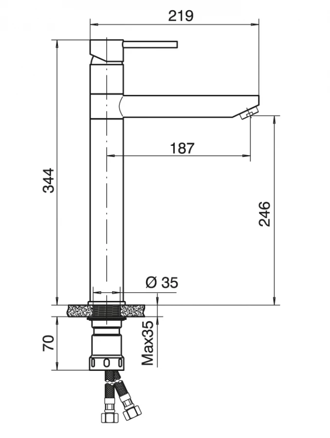 Baterija TUBO za lavabo visoka 6119