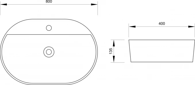 Lavabo nadgradni MINOTTI 800x400x135 sa otvorom za slavinu