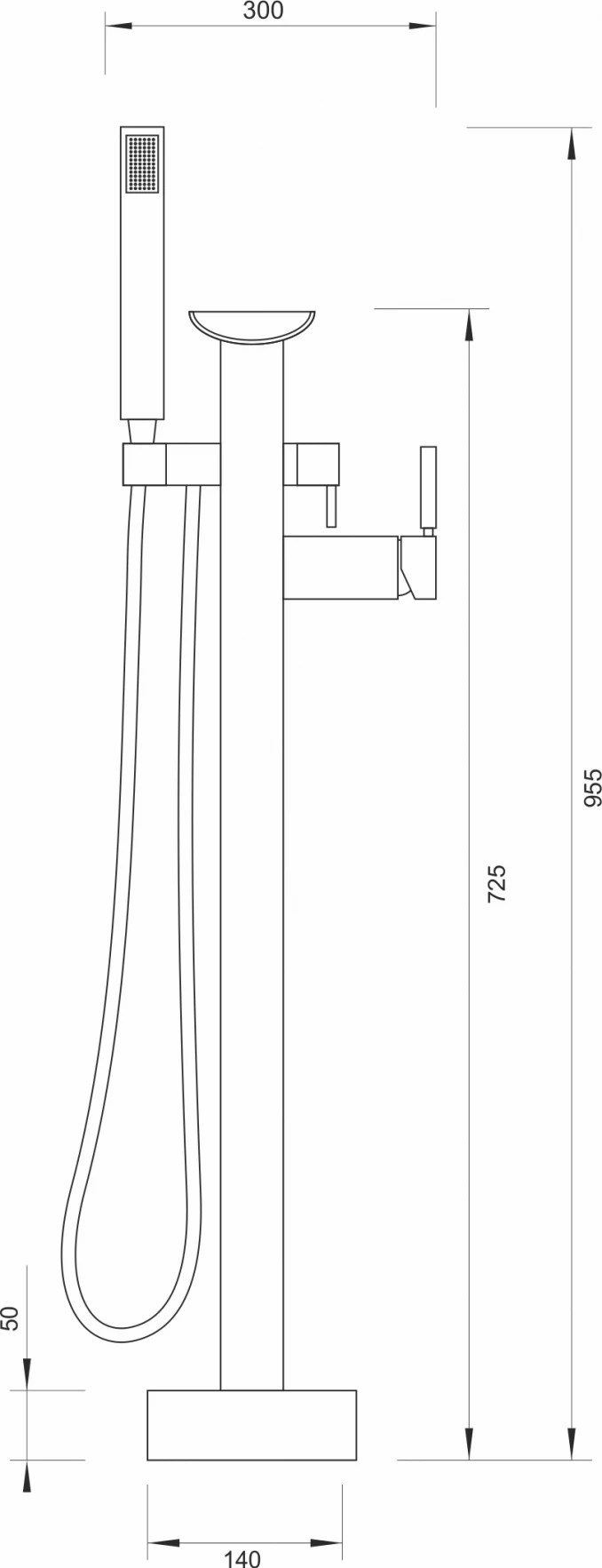 Baterija CONCEPT za samostojeću kadu bela C-01-003