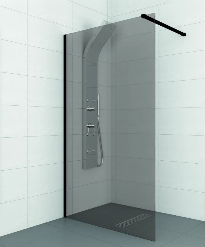 Walk-in CONCEPT MONTE DARK 1000x2000 crni mat ram 8mm grey staklo