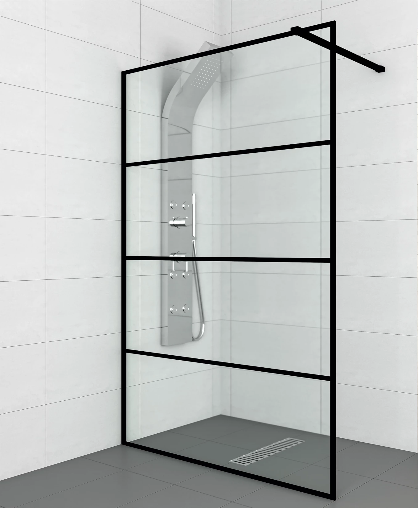 Paravan Walk-in 120x200 8mm COPEN MONTE BLACK C-02-SB120