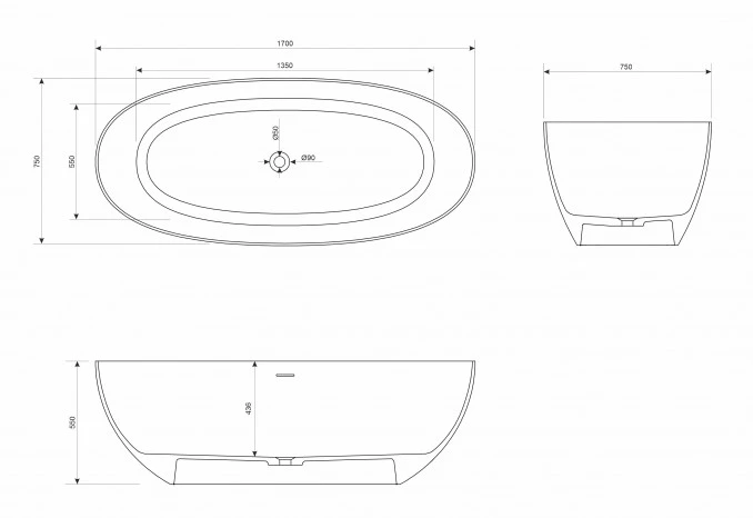 Kada samostojeca COPEN BETTE 1700x750x550mm mat bijela C-08-1001MW