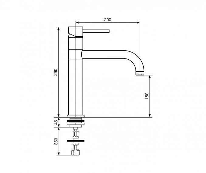 Baterija EMMEVI PIPER crna mat za lavabo NEO45007