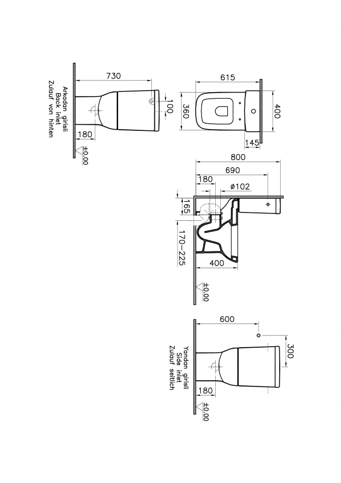 Monoblok, VITRA S20 sa duroplast soft close wc daskom vario BTW