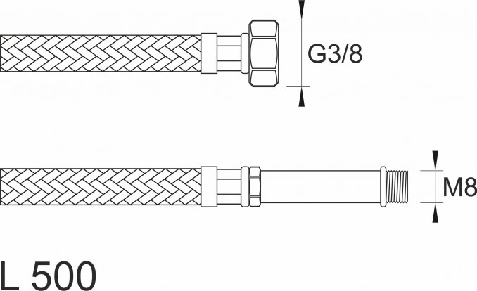 Brinoks crijevo SBA baterijsko F3/8xM8 500 08-500