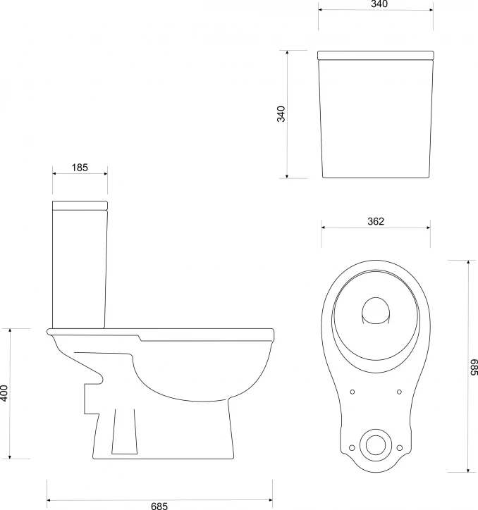 Monoblok ECO baltik sa PP wc daskom