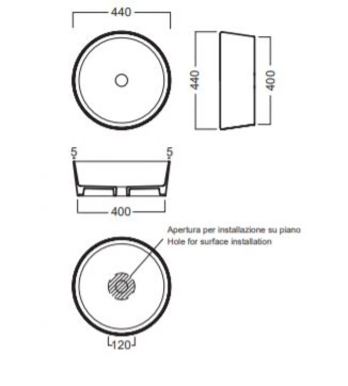 Lavabo nadgradni HATRIA HAPPYHOUR SLIM 07:00 fi440x155mm forest