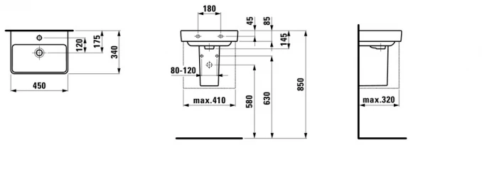 Lavabo Laufen PRO S 45x34 četv.