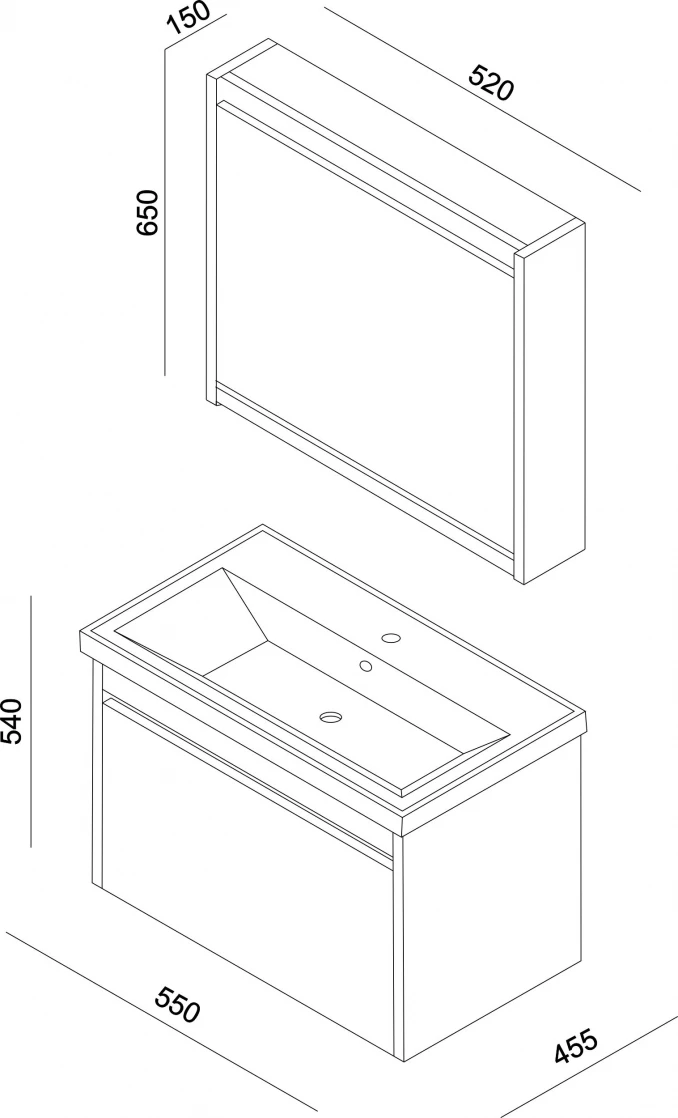 Ormarić LINEART MARS 550 white sa lavaboom